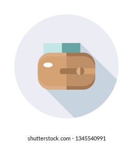 Purse icon with long shadow for web design