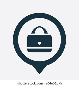purse icon map pin on white background 