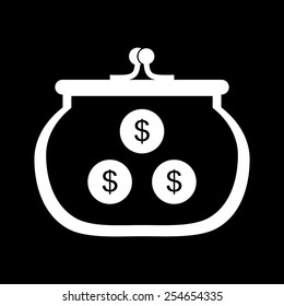 purse icon on a black background