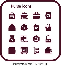  purse icon set. 16 filled purse icons. Simple modern icons about  - Bag, Trolley, Purse, Payment, Shopping, Wallet, Strongbox