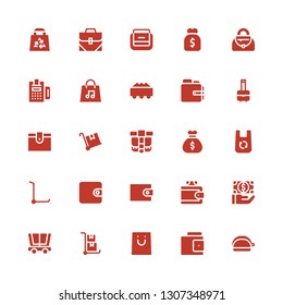 purse icon set. Collection of 25 filled purse icons included Purse, Wallet, Shopping, Trolley, Payment, Bag, Belt pouch, Handbag