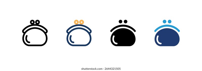 Purse icon set multiple style collection. Vector illustration.