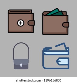 purse icon set. vector set about wallet and hand bag icons set.
