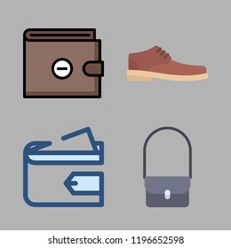 purse icon set. vector set about shoe, wallet and hand bag icons set.