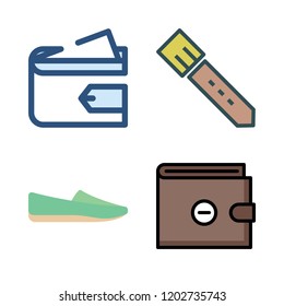 purse icon set. vector set about wallet, shoe and belt icons set.