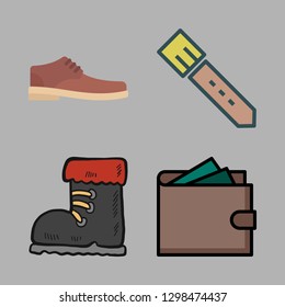purse icon set. vector set about shoe, belt and wallet icons set.