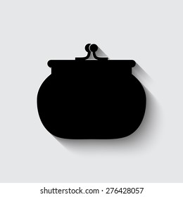 purse icon  with shadow on a grey background