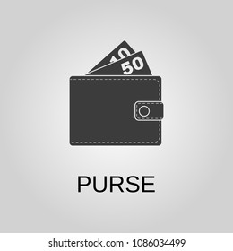 Purse icon. Purse symbol. Flat design. Stock - Vector illustration