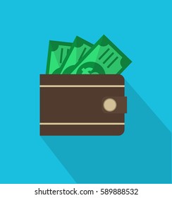 Purse icon in trendy flat style. Web site page and mobile app design element. Flat design in stylish colors. Isolated. Long Shadow. 