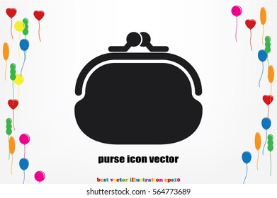 purse icon vector illustration eps10. Isolated badge  flat design for website or app - stock graphics