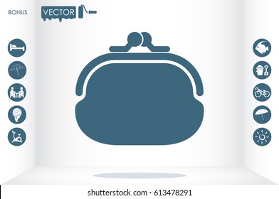 purse icon vector illustration eps10. Isolated badge  flat design for website or app - stock graphics