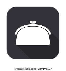 purse icon - vector illustration with long shadow isolated on gray