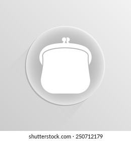 Purse icon vector on a white button with shadow 