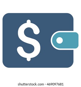 Purse icon. Vector style is bicolor flat iconic symbol with rounded angles, cyan and blue colors, white background.
