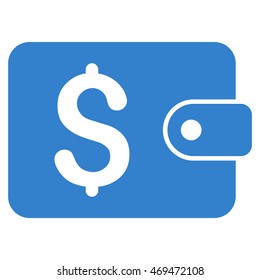 Purse icon. Vector style is flat iconic symbol with rounded angles, cobalt color, white background.