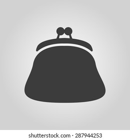 The purse icon. Wallet, pouch and money symbol. Flat Vector illustration