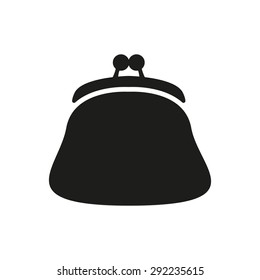 The purse icon. Wallet, pouch and money symbol. Flat Vector illustration