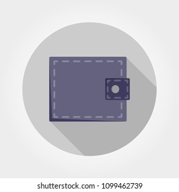 Purse. Icon for web and mobile application. Vector illustration of a button with a long shadow. Flat design style.