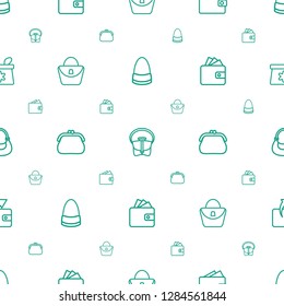 purse icons pattern seamless white background. Included editable outline bag, wallet, woman bag, Wallet, make up bag icons. purse icons for web and mobile.