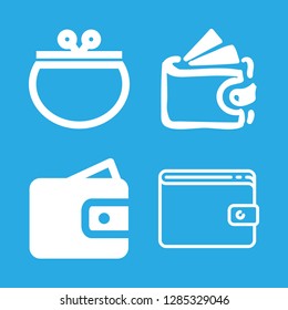 purse icons set with wallet of rounded female design and wallet vector set