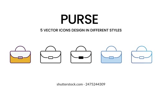 Purse icons vector set stock illustration.