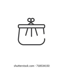 Purse line icon, outline vector sign, linear style pictogram isolated on white. Symbol, logo illustration. Editable stroke