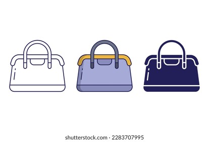 Purse line and solid vector icons