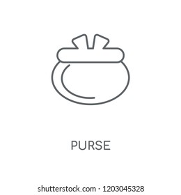 Purse linear icon. Purse concept stroke symbol design. Thin graphic elements vector illustration, outline pattern on a white background, eps 10.