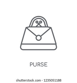 Purse linear icon. Modern outline Purse logo concept on white background from e-commerce and payment collection. Suitable for use on web apps, mobile apps and print media.