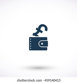 Purse with lyre vector icon. Graphic symbol for web design, logo. Isolated sign on a white background.