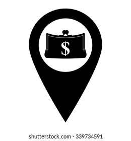 Purse - map pointer vector icon