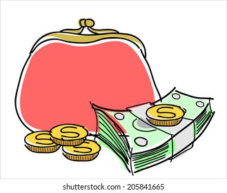  purse and money