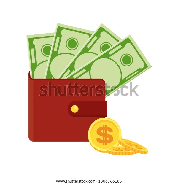 Purse Money Flat Vector Cartoon Money Stock Vector (royalty Free 