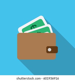 purse with money icon vector