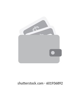 purse with money icon vector. black and white