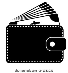 purse with money, vector