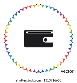 Purse with money, vector icon
