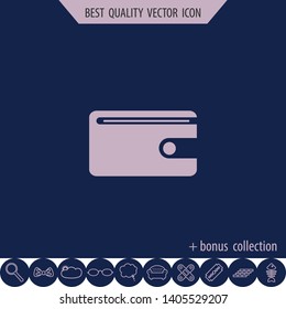 Purse with money, vector icon