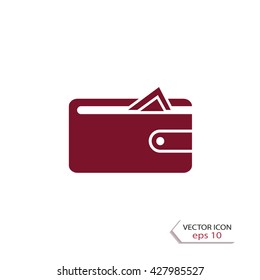 Purse with money, vector icon