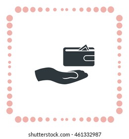 Purse with money, vector icon