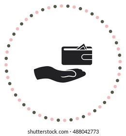 Purse with money, vector icon