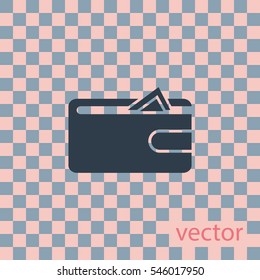Purse with money, vector icon