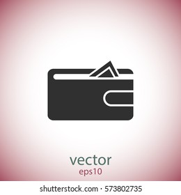 Purse with money, vector icon