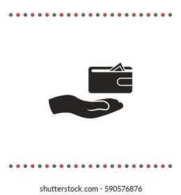 Purse with money, vector icon