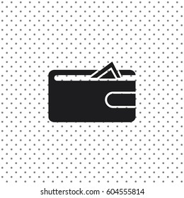 Purse with money, vector icon