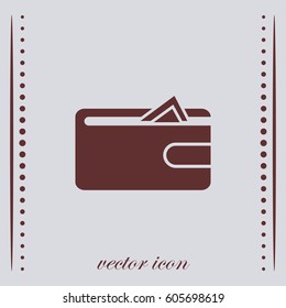 Purse with money, vector icon