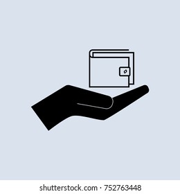 purse with money. vector icon