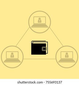 purse with money. vector icon