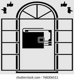 purse with money. vector icon
