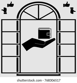 purse with money. vector icon